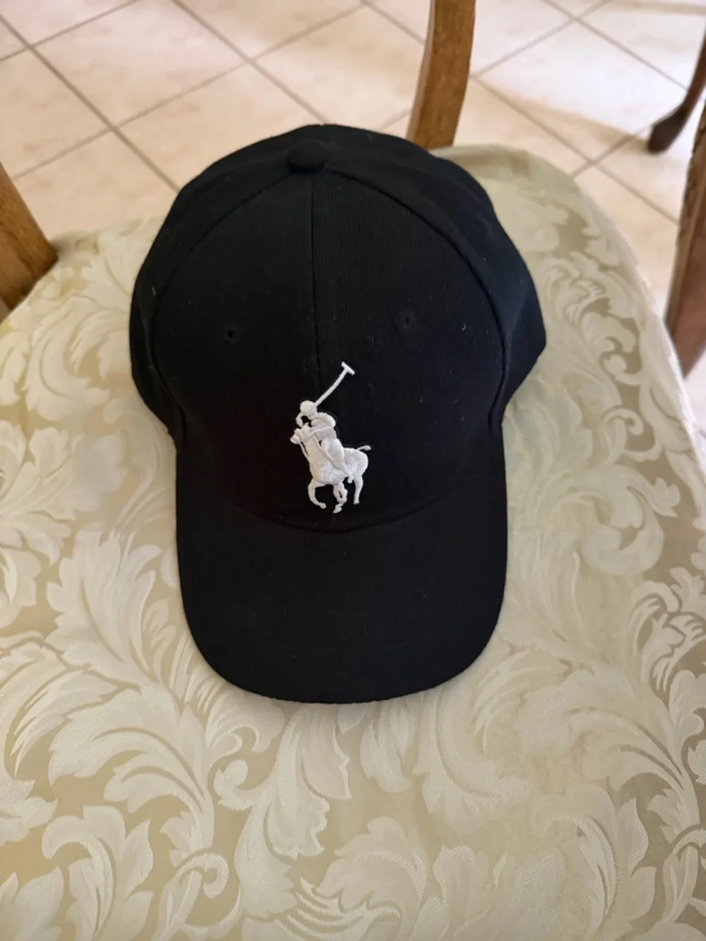 Polo by Ralph Lauren Black Baseball Cap with White Pony Embroidery